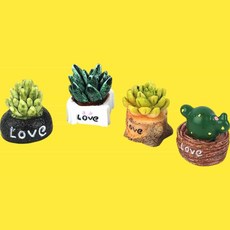 귀욤 선인장 미니어처 4종 세트 조화소품 조화장식 미니조화 가짜식물