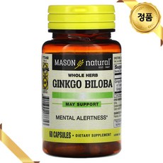 Mason Natural 은행나무 잎 농축물 125mg 180 캡슐 허브 글루텐프리, 1개, 180정