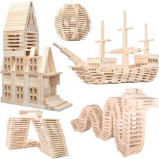 200PCS 교육용 3D 공간 쌓기 게임을 위한 천연 소나무 모양