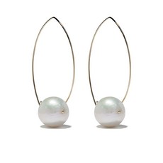 미즈키 14K 골드 펄 후프 이어링