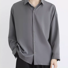 투니스 남성 얇은 단색 루즈핏 긴소매 셔츠