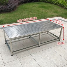 스텐 작업발판 디딤대 가로대 계단 작업발판단 식당, 미끄럼방지판 160x50 높이 30cm 다리 6개 들보
