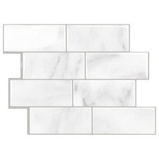 Subway Backsplash 타일 필 앤 스틱 주방용 그린 자체 접착 타일 주방 및 욕실용 백스플래시 스틱 10장 (29.2 x 21.9cm(11.56 8.38인치)), 마블-S