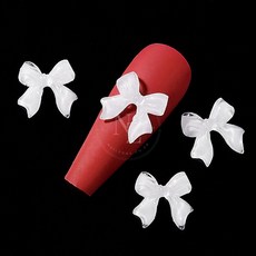 반투명 화이트 꼬리 리본 네일파츠 NO.65S (4개입)