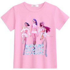 Kpop獵魔女團中小女童夏裝圓領輕薄短袖T恤上衣