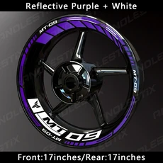 호환 AnoleStix 반사 오토바이 휠 스티커 허브 데칼 림 스트라이프 테이프 야마하 MT-09 용, 22 Purple White