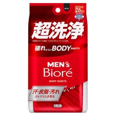 Biore 男士超潔淨不易撕破身體濕巾 淡雅柑橘香 26入, 1個, 264ml