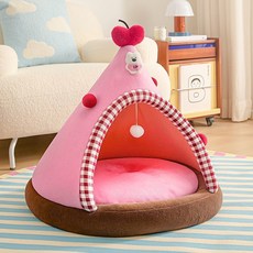 寵物窩 蒙古包 狗狗貓咪冬季保暖安全感 舒適睡眠, 1個, S 38*38*35cm（幼寵過度使用）,雲朵帳篷【柔軟舒適 四季通用】