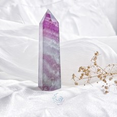 櫻花日系螢石柱 紫粉綠漸層高透 帶彩虹光, 1個
