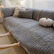 FEIFAN 두꺼운 미끄럼방지 면벨벳 극세사 겨울 소파패드 4인용