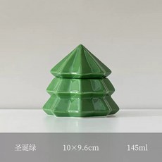上金 陶瓷香薰蠟燭杯 耶誕樹造型擺件, 1個, 綠色耶誕（不含蠟燭）