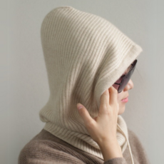 [DREAM HIGH] 와이드핏 캐시미어 바라클라바 남녀공용 방한 겨울 마스크 부드러운 소재, 아이보리, 1개