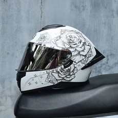 【台灣出貨】 LVS摩托車頭盔男女雙鏡片全罩式機車跑車趴賽藍牙新國標3C認證A1, 珍珠白-镀彩,M