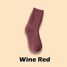 2025년 겨울용 따뜻한 여성 양말 초두꺼운 단색 메리노 추위와 눈에 강한 테리, 04 wine red, 01 Size 38-44