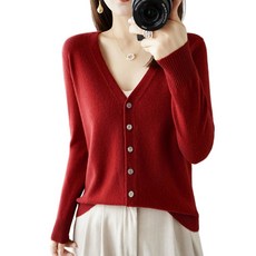여성용 빅사이즈 브이넥 스판 부드러운 편안한 니트 가디건 간절기룩 상의 Knitted Cardigan F9099