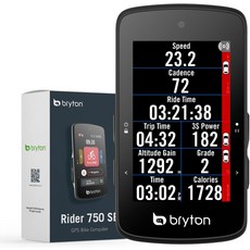 BRYTON 브라이튼 Rider 750SE 컬러 터치스크린 GPS 사이클링 컴퓨터 40시간 배터리, (US) Bryton Rider 750SE, 1개