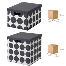 이케아 다용도 종이박스 수납함 뚜껑 블랙도트 수납정리 셰나