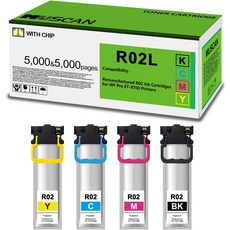 R02L Workforce ET8700 시리즈 프린터용 재제조 잉크 카트리지 교체 R02L20 R02L220 R02L320 R02L420용 고수익 리필 키트4팩 블랙시안마젠타옐로우