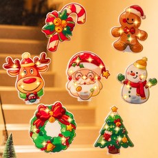 크리스마스 유리창문 장식소품 LED 무드등 젤리 스티커, 4# 옵션