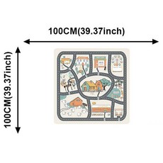 兒童地墊加厚臥室牀邊毯城市交通馬路車道遊戲墊寶寶爬行客廳地毯, 正方形