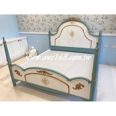 手工彩繪仿古五呎雙人床 (另有六呎) - 臥室雙人床架，手工彩繪，仿古設計，穩固耐用