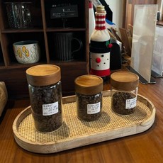 【開發票/統編】文藝復古手工托盤茶盤桌面飾品收納盤咖啡盤藤竹編田園實木托盤茶盤日式禪風茶席器具960112, 1個, 複古原木藤編底托盤,加厚藤編小/30*14.8*2.51