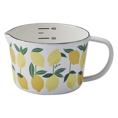 다마하시 플룬 법랑 계량컵 S 일본제, 1개, 화이트 레몬, 450ml