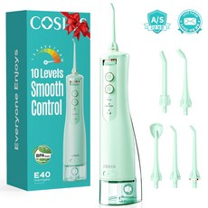 COSLUS 코슬루스 10 모드 무선 구강세정기 IPX7 급방수 + 5개노즐팁, 그린, E40