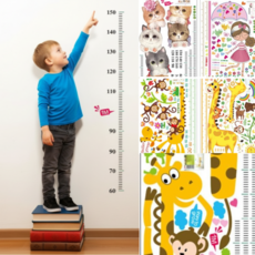 유아키재기스티커 아이방 인테리어 성장측정 귀여운 동물, 기린과원숭이
