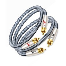 RCA 케이블 2RCA에서 2RCA 스테레오 오디오 24K 골드 플레이트 커넥터 2남성에서 2남성 코드 가정용 극장 HDTV 앰프 하이파이 시스템용 1.5미터, 2 m, Silver