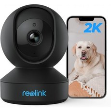 Reolink WLAN IP 카메라 실내용 회전형 2K 3MP 강아지 애완동물 실내 24GHz 감시 양방향 오디오 베이비 모니터 인물애완동물 인식 E1, Black, 1