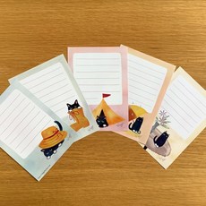 日本4legs插畫家便簽信紙20張5種類 - 可愛貓咪造型，輕巧便攜，書寫流暢, 1個