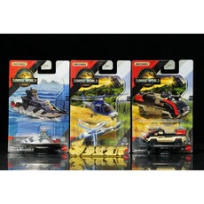 美泰兒 JGL59 1:64 火柴盒小車 侏羅紀世界 汽車 船 飛機, 1個, 3台車組 船+直升機+車