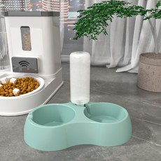 寵物自動餵食器 飲水機 貓狗通用 28cm, 1個, 薄荷綠【兩天容量 可控加糧】