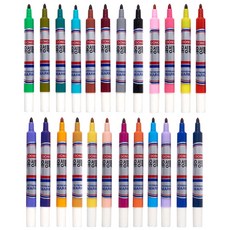 국산 슬림 유성매직 24색 낱개 유리 나무 금속 플라스틱 펜, 군청