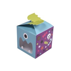 萬聖節小怪物造型糖果盒，方形點心禮品包裝盒, 1個, 藍色小怪獸*7*7*