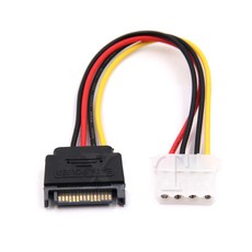 4 핀 몰 렉스 IDE 15 핀 SATA 전원 케이블 남성-여성 SATA 연장 코드 하드 드라이브 디스크 전원 공급 장치, 1개