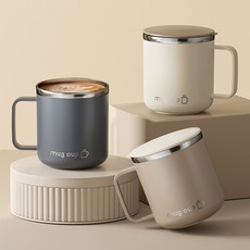 프리라이프 보온 보냉 뚜껑 머그컵 진공 스테인리스 머그 텀블러, A 화이트, 1개, 400ml