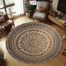 민족 스타일 원형 카펫 적 대칭 입구 미끄럼 방지 패드 침실 거실 장식 러그