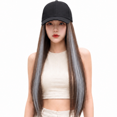 가발위드 볼캡 모자가발 롱스트레이트 투톤 일체형 하이라이트 여성 데일리 M988, 1개, 라이트브라운