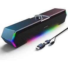 LENRUE G11 컴퓨터 스피커 데스크탑용 터치 조명 PC 서지 방지 선명한 사운드 USB CUSB 전원 공급 데스크탑 노트북 모니터용, AUX_Black, AUX_검정, AUX_Black, 1개