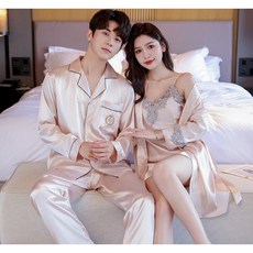 커플 실크 레이스 홈웨어