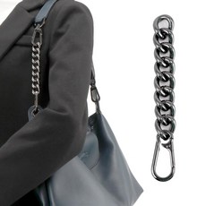 어깨끈 연장 체인 개조 스트랩 추가 메탈릭 버클 교체 수선 리폼 꾸미기 키링, 1개, 8.건메탈블랙22mm 트위스트체인30cm 1개