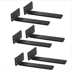 6pcs 12 인치 플로팅 선반 괄호는 헤비 듀티 선반 브래킷 1/5 인치 두께의 L 브래킷을위한 1/5 인치 두께의 L 브래킷을 지원합니다., 검은색