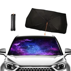 Purple Butterfly 자동차 햇빛 가리개 - 앞유리 우산 자외선 차단 열 및 냉각 차량 접이식 반사 햇빛 가리개 (144.8 x 78.7cm(57 x 31인치)), 퍼플 갤럭시