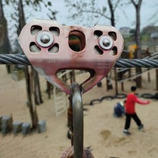 암벽 등반 야외 측면 운반 단일 도르래 플레이트 고정, 레드 D자형