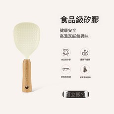 DFMEI 硅膠鍋鏟三件套不粘鍋烹飪鏟勺炒菜鏟子家用廚房不傷鍋勺湯套裝, 1個, 耐高溫木柄-飯勺【站立式】:如圖