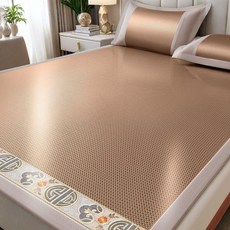 優選高端款冰藤席可摺疊夏季冰絲涼蓆兩用藤席牀墊子, 端款A類母嬰-雙面冰藤席【咖】送手提袋子,【0.9米牀】90X195cm無枕套, 1個