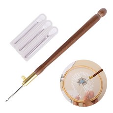 1/2/3set 자수 Tambour 후크 3 바늘 펜 자수 크로스 스티치 공예 키트 DIY 바느질 뜨개질을위한 프랑스어 크로 셰 뜨개질, 나무 손잡이 B, 1개