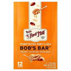 밥스레드밀 밥스 레드 밀 Bobs Bar 땅콩 버터 꿀 귀리 12개 각 50g, 1개, 600g